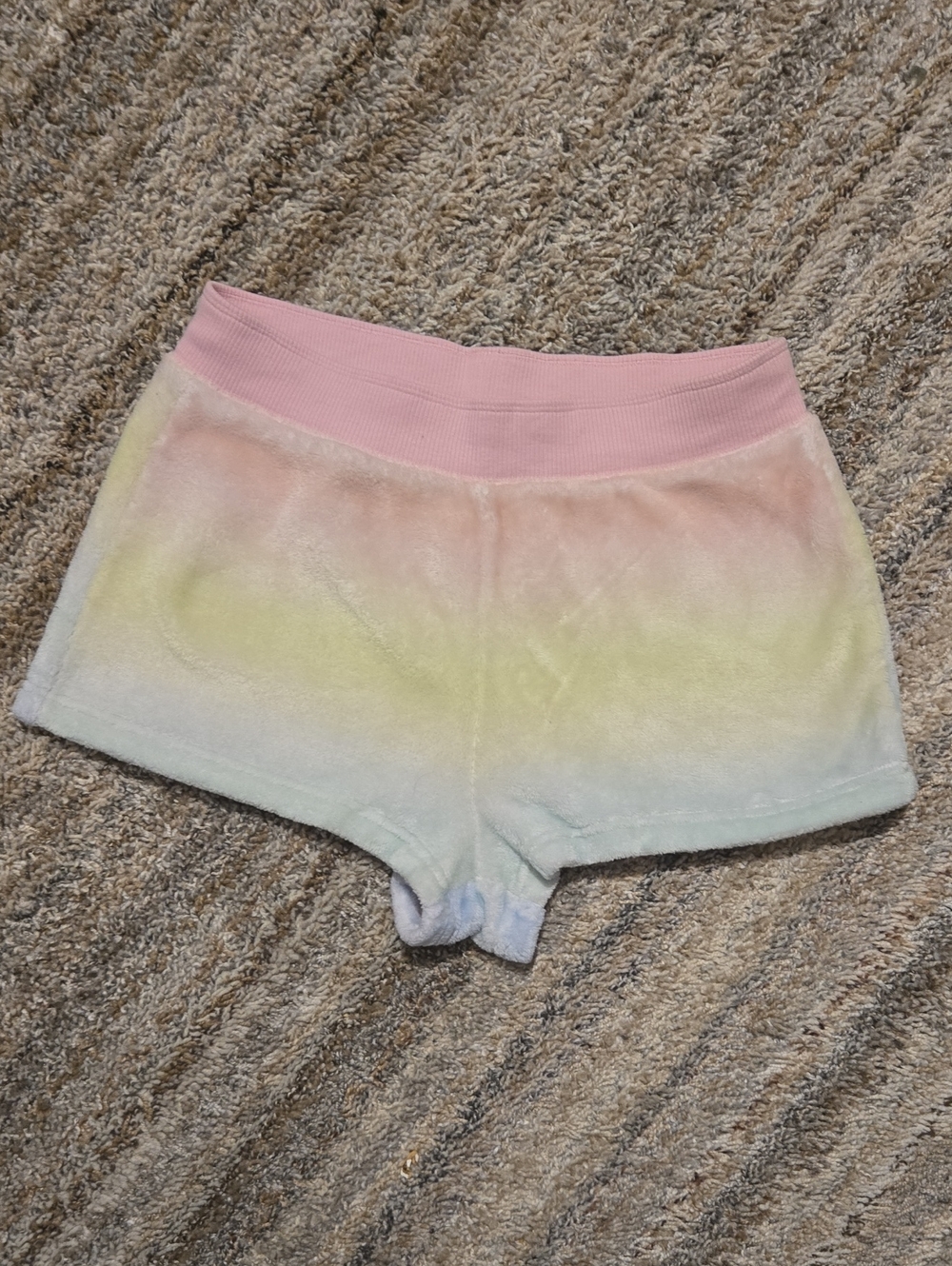 PINK Victoria's Secret Pastel Ombre Plush Shorts - Pink, Yellow, Blue